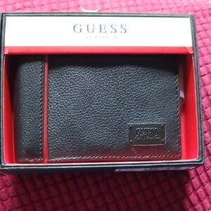 Guess Black Textured Card Holder
